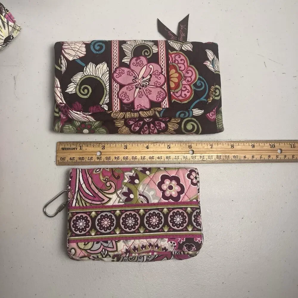 Vera Bradley Purse & Wallet Lot Jazzy Bloom Very Berry Mod Floral 100% Cotton - Picture 4 of 16